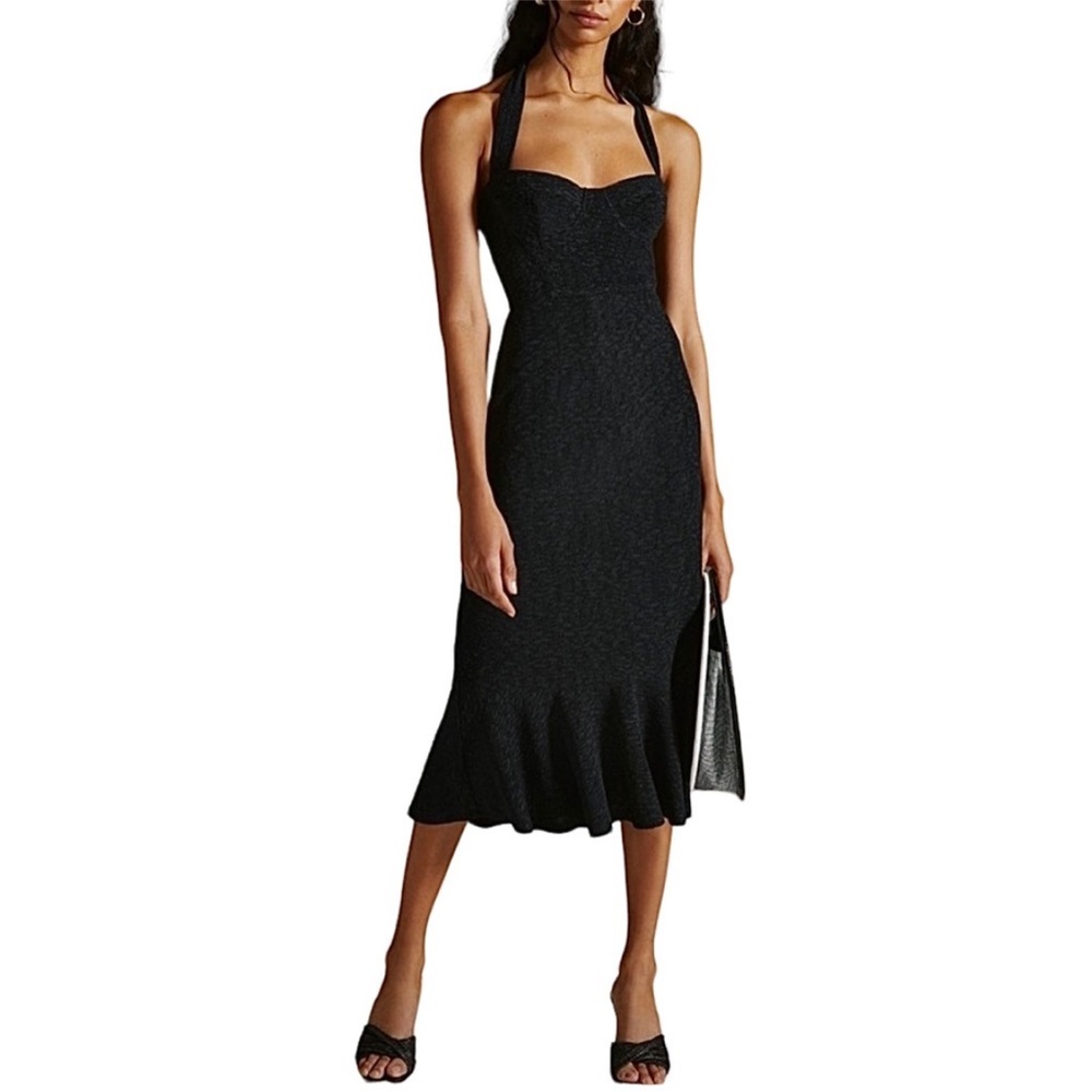 Hutch Halter Corset Shimmer Ruffle Midi Dress - Picture 1 of 15